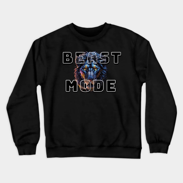 Beast Mode Gym Motivation Lion Crewneck Sweatshirt by Marvinor